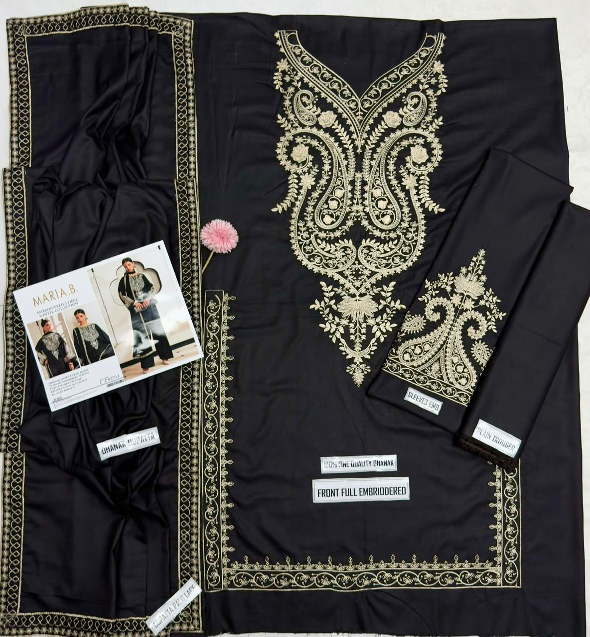 Elegant Black Embroidered Lawn Suit – Premium Pakistani Collection