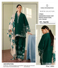 Elegant Emerald Green Embroidered 3-Piece Dhanak Winter Suit