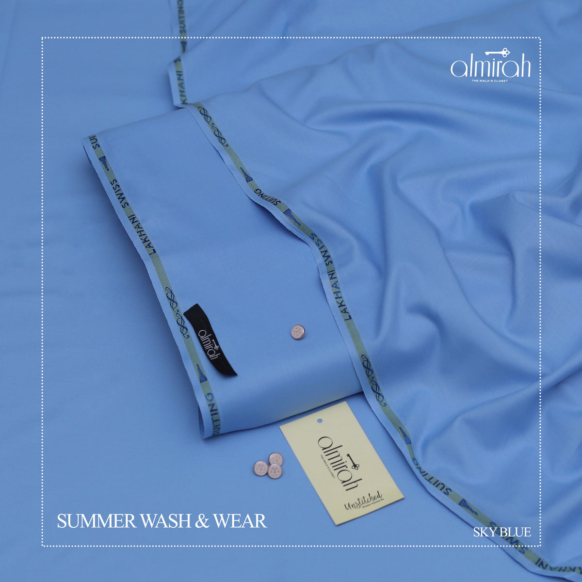 Sky Blue Summer Wash & Wear – Premium Unstitched Suit