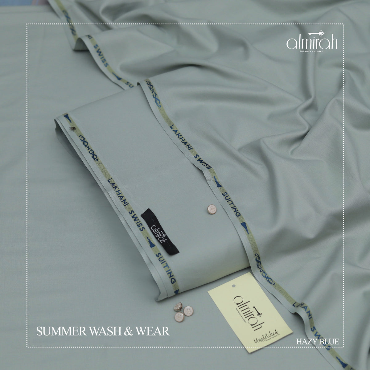 Hazy Blue Summer Wash & Wear – Premium Unstitched Suit